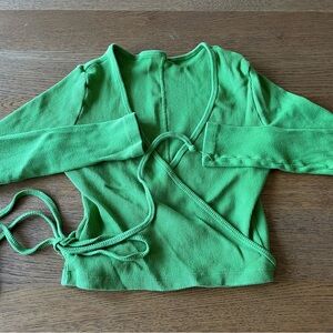 Big Bud Press Lawn Green Many Colors Ribbed Wrap Top Size XXS See msmts runs big